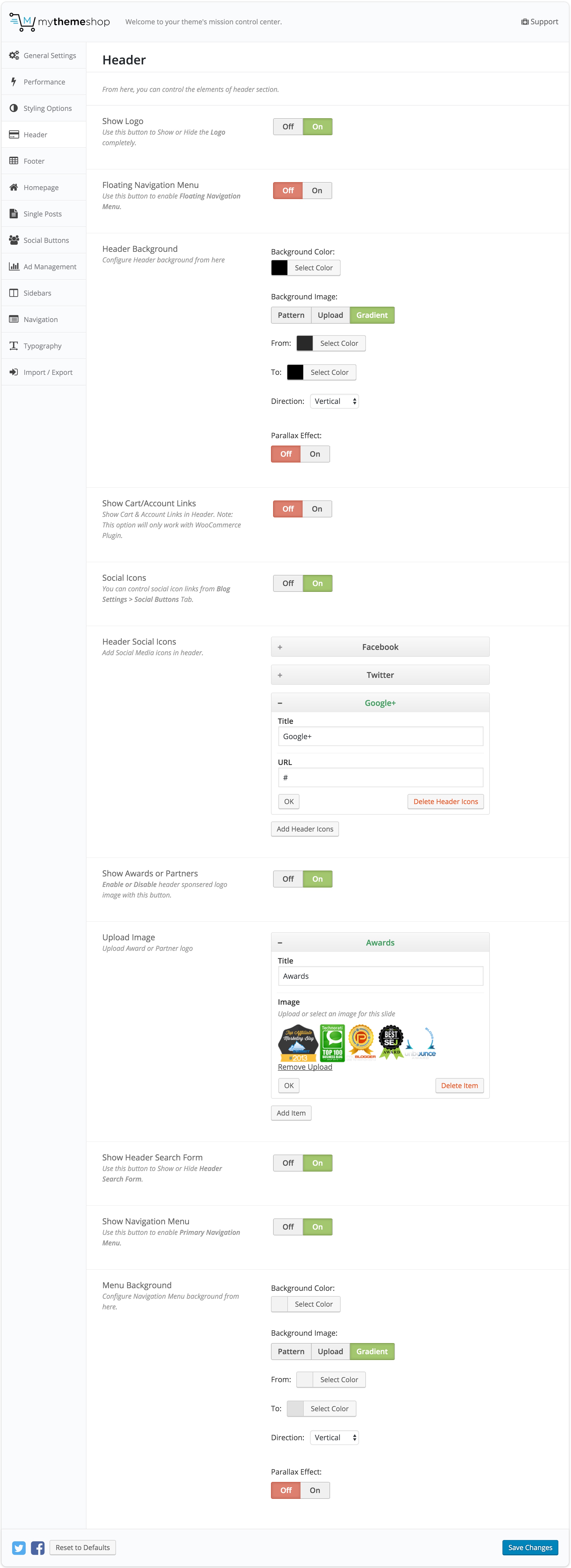 Authority Header Settings