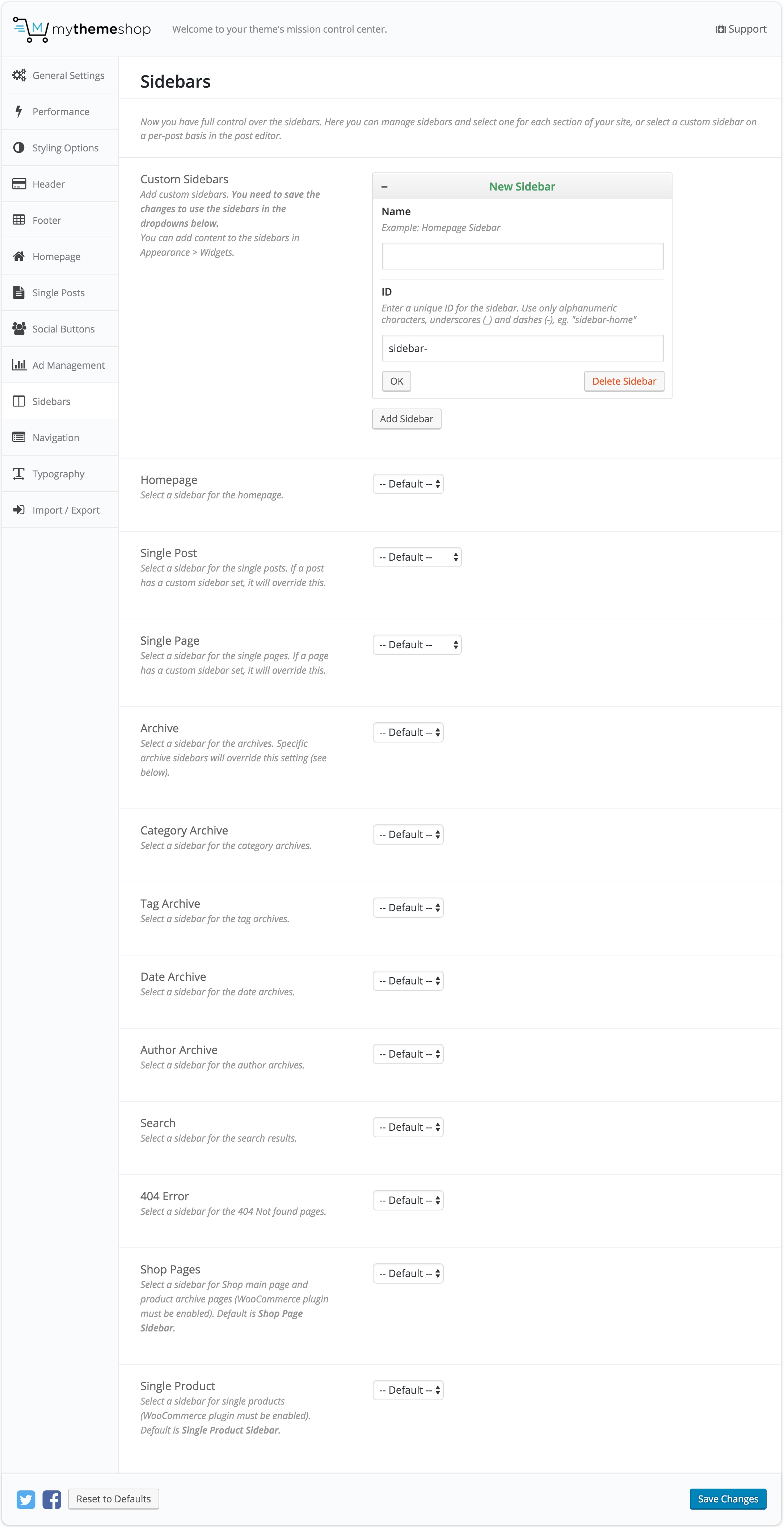Authority Sidebar Settings